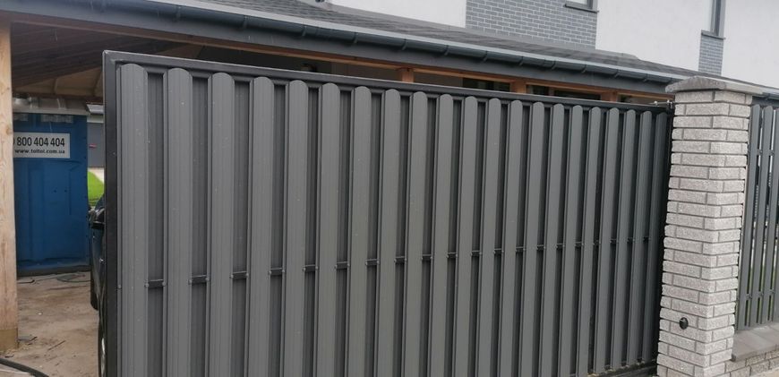 Відкатні ворота 3м х 1,6м метра ЄВРОШТАКЕТНИК Звари Сам з вбудованою хвірткою Bramus КССС011 фото