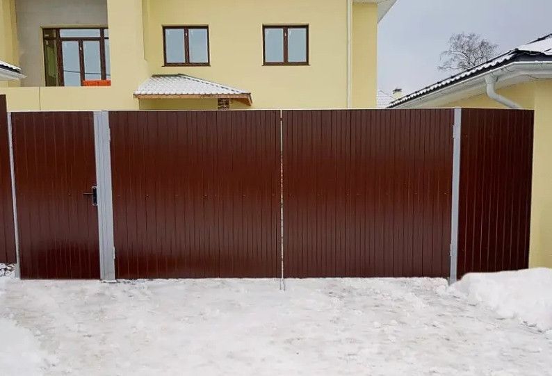 Розпашні ворота 3 м х 1,6 м метра ПРОФНАСТИЛ готовий каркас з автоматикою Bramus КССР 21 фото